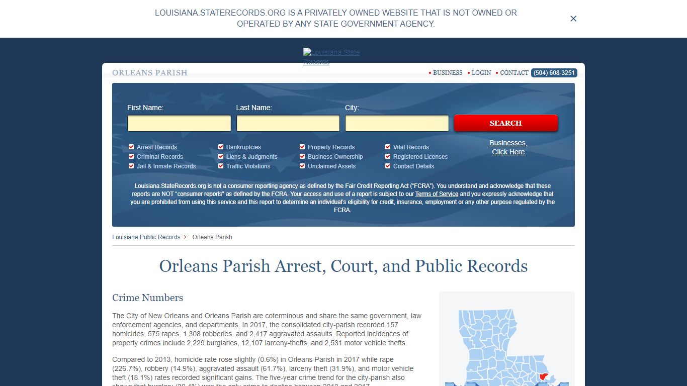 Orleans Parish Arrest, Court, and Public Records